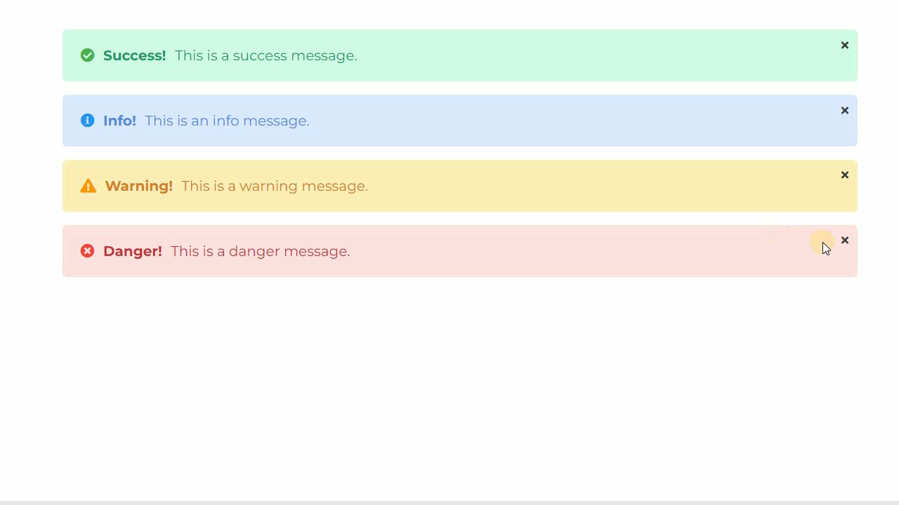 Responsive CSS Messages Alert